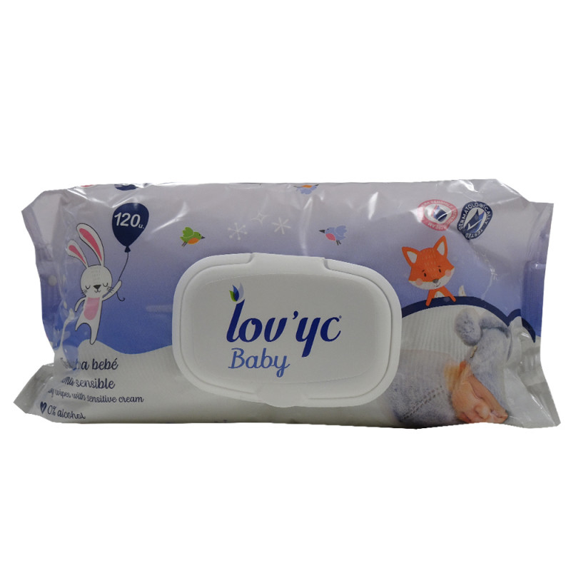 Lov'yc Baby Feuchttücher XXL 120 Stück Sensitive Cream