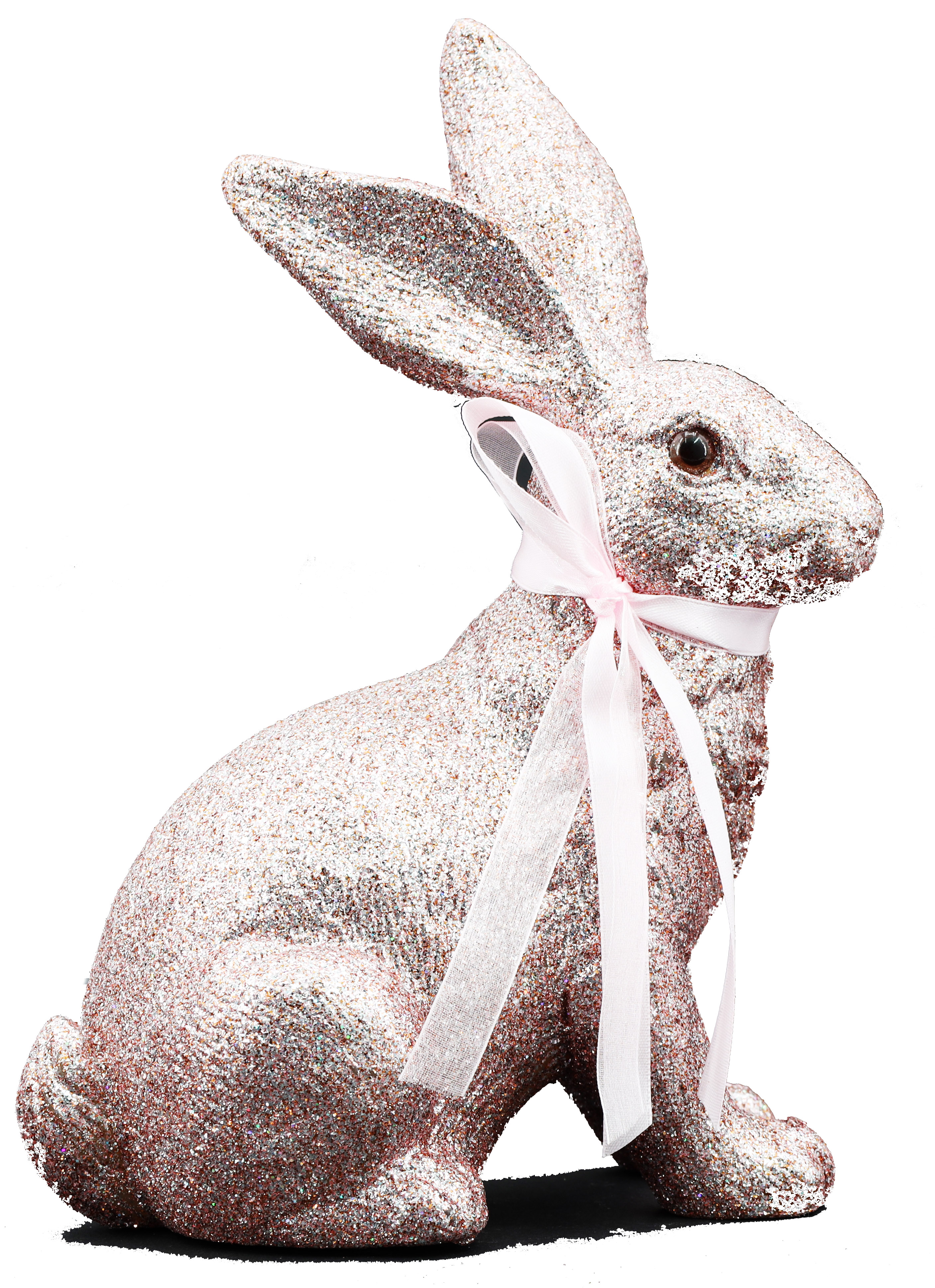 Hase mit Glitter aus Kunststoff XL Pink/Rosa 19x24x9cm