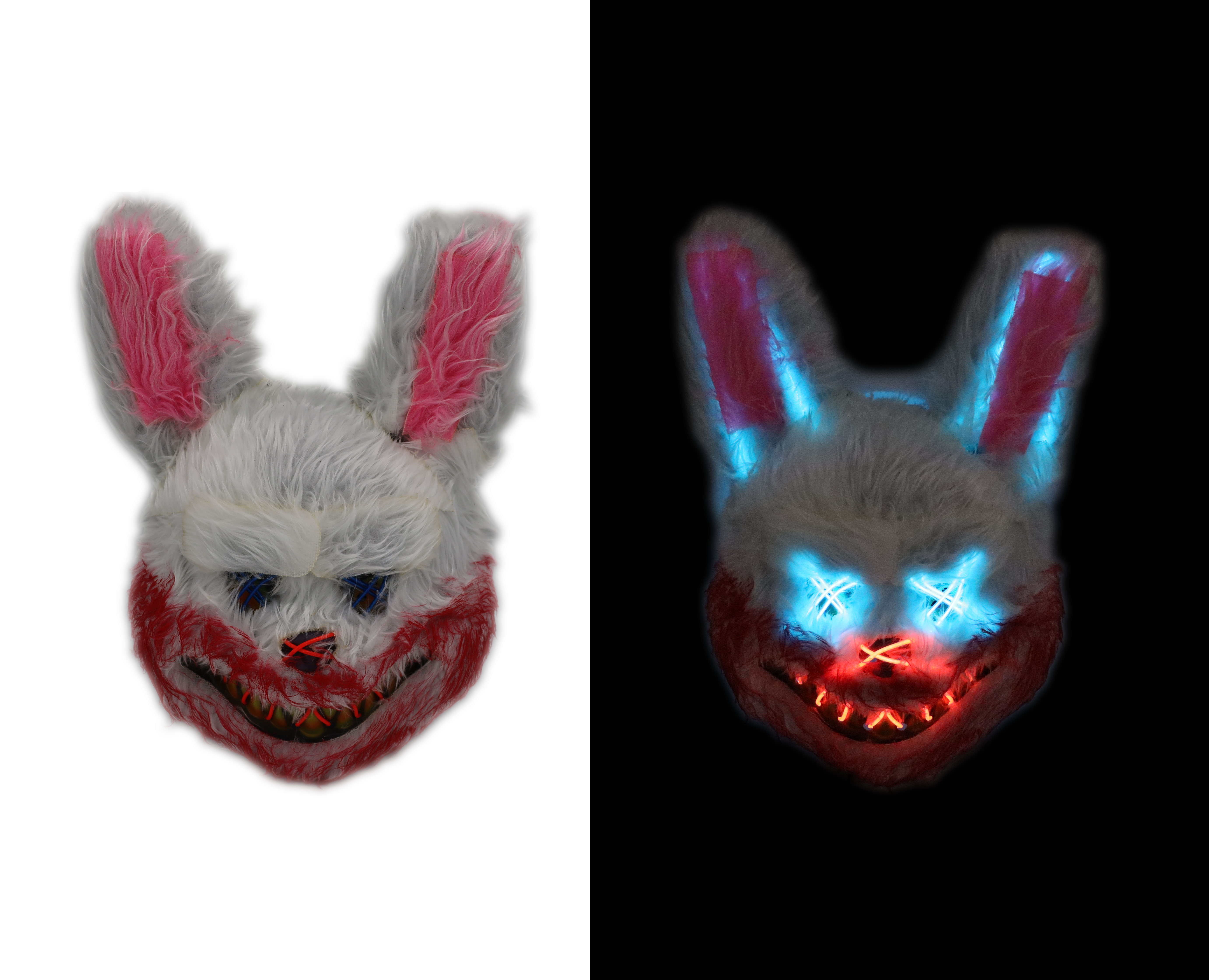 LED Halloween Maske "Bad Rabbit", 33x27x10cm, farbwechsel