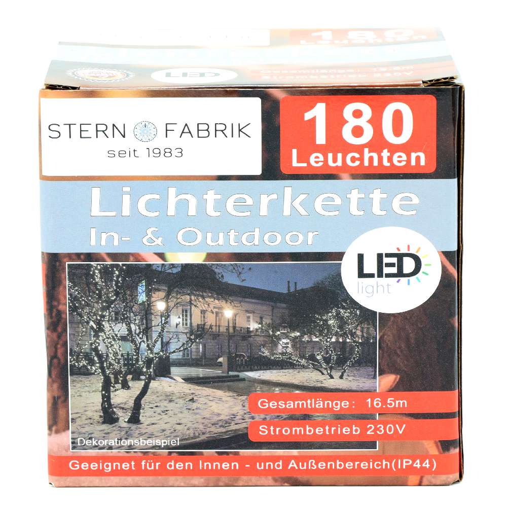 Lichterkette Basic LED, 180er, warmweiß, In- & Outdoor IP44