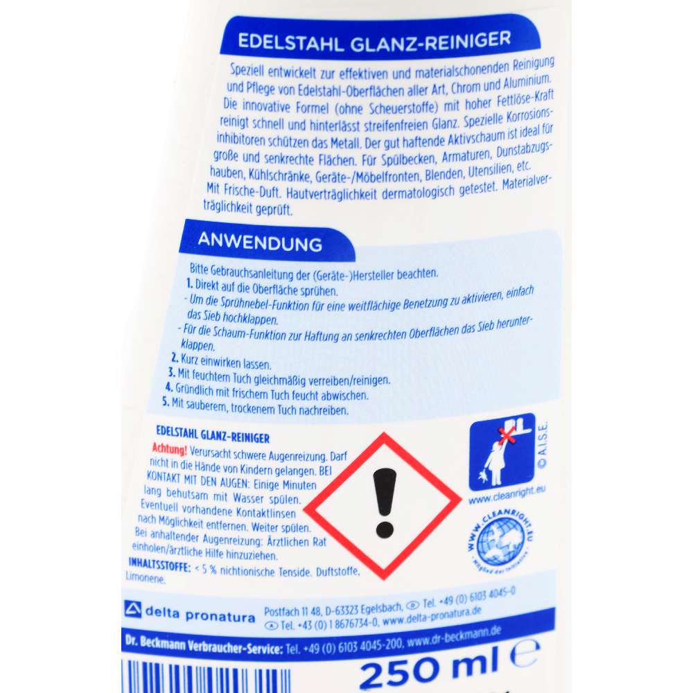 Dr.Beckmann Edelstahl Glanz-Reiniger Spray 250ml