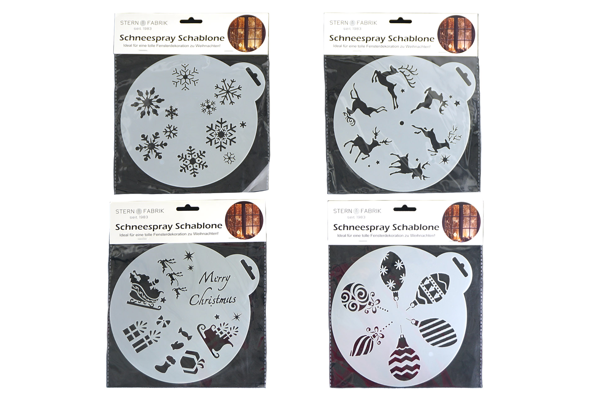 Spray Schablone "Weihnachtsmuster" Ø 19,5cm, 4 Designs