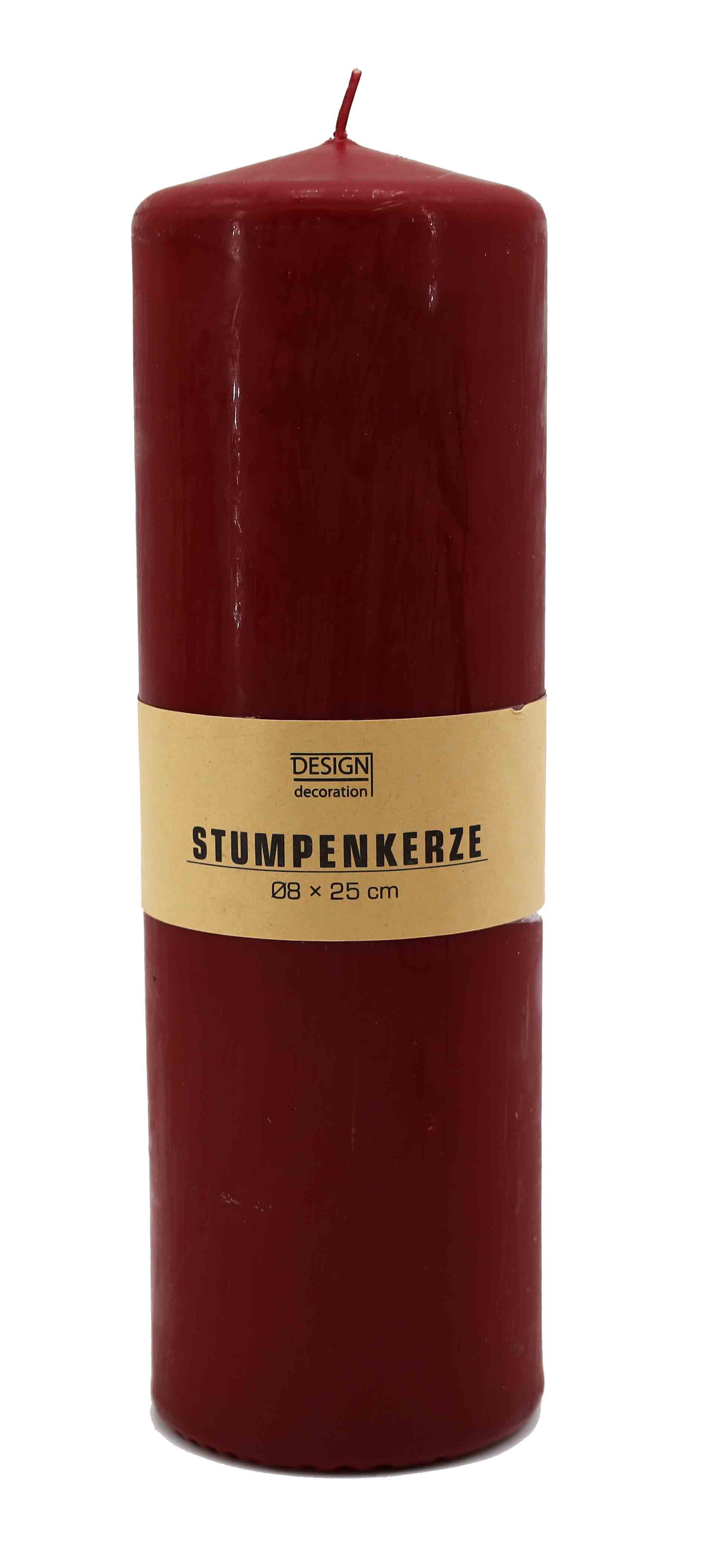 Stumpenkerze XL Ø 8x25 cm bordeaux