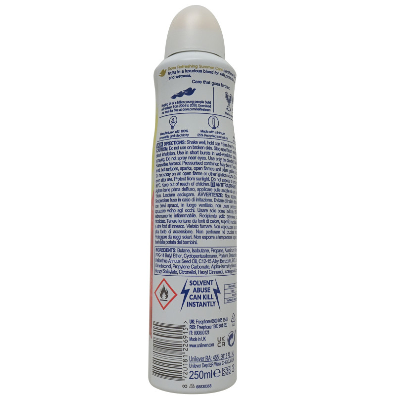 Dove deodorant spray XXL 250 ml. Refreshing Summer