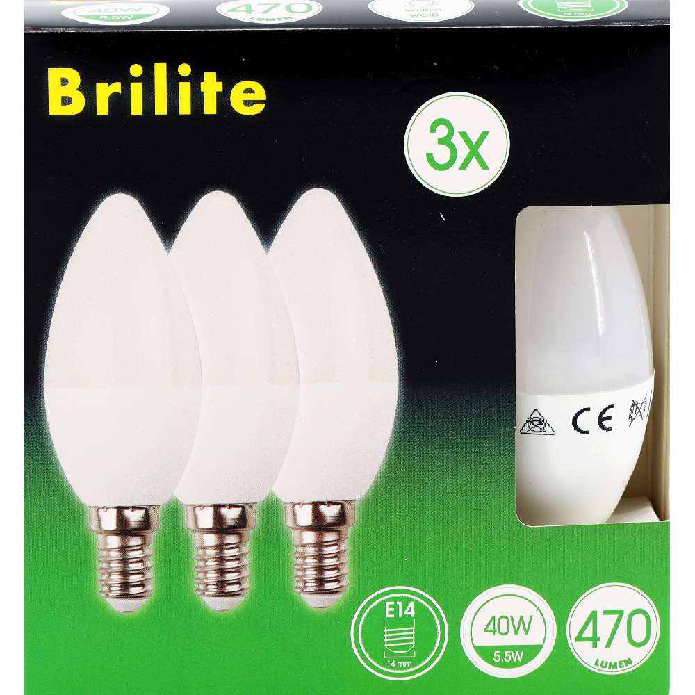 Brilite LED SMD B35 Kerzenbirnen E14 3er Pack