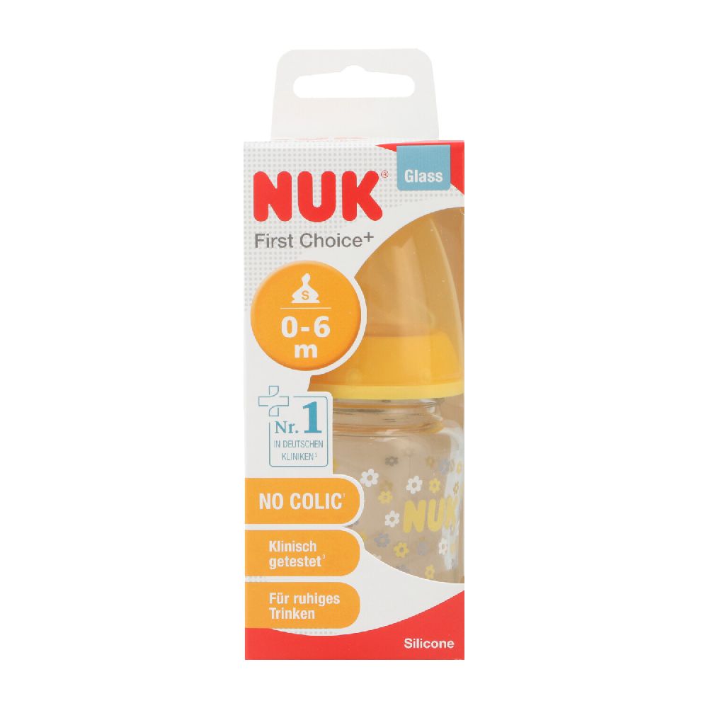 NUK First Choice+ Babyflasche aus Glas, 0 - 6 Monate