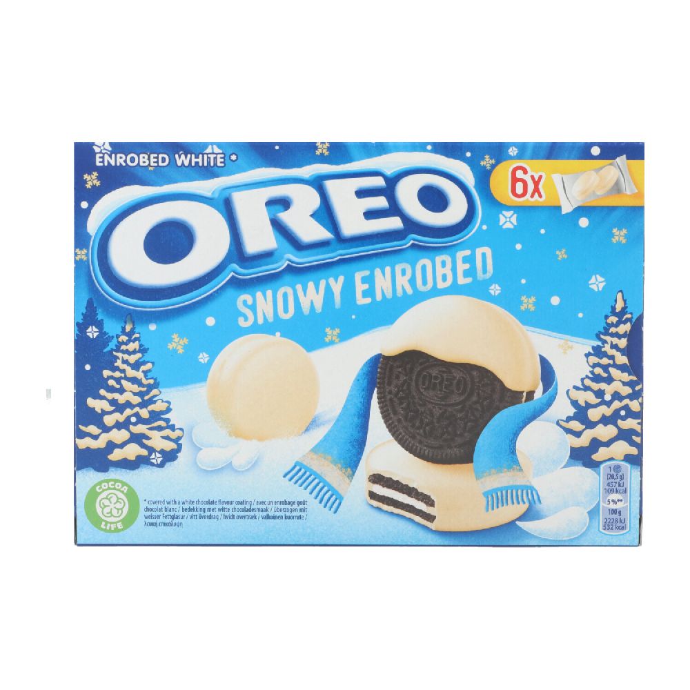 Oreo Sandwich Biscuits 246gr 6x41gr Weiße Schokolade Snowy Enrobed MHD31.10.2023