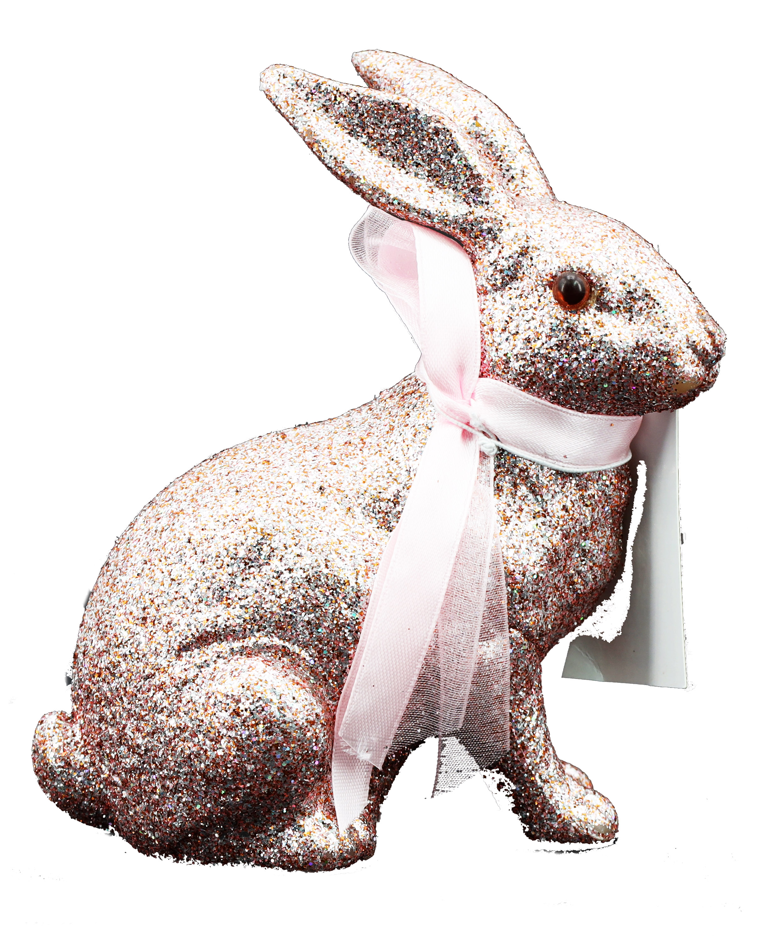 Hase mit Glitter aus Kunststoff Pink/Rosa 12x13x6cm
