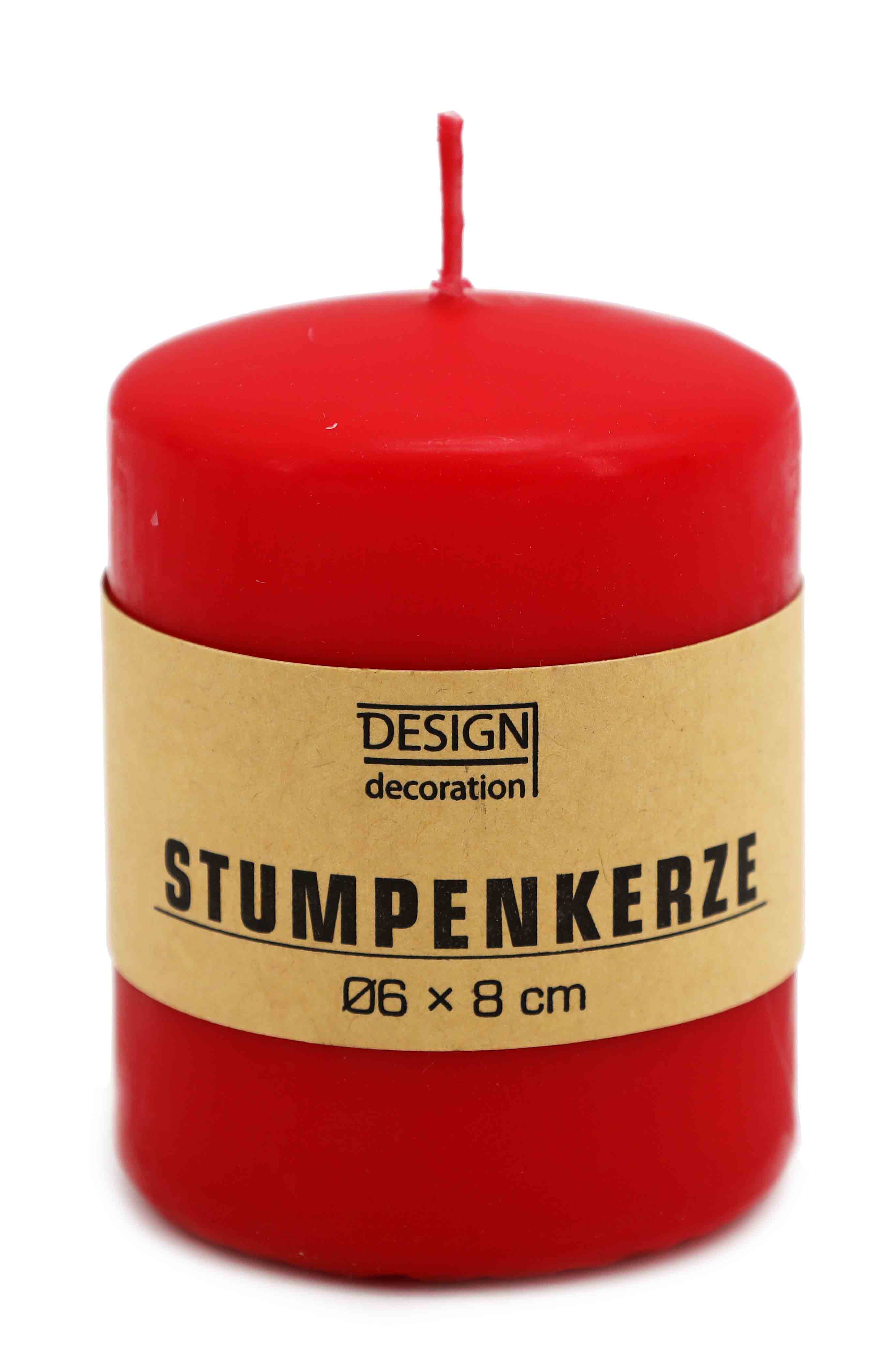 Stumpenkerze Ø 6 x 8 cm rot