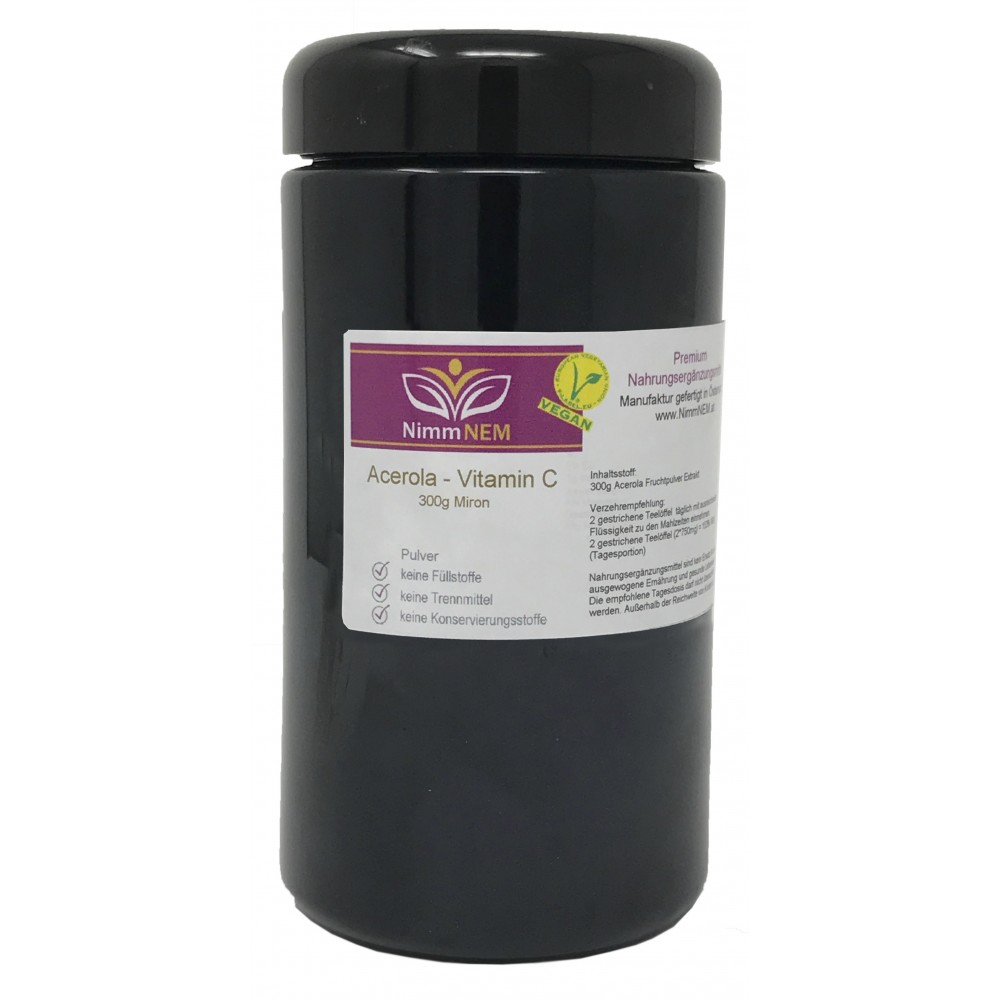 Acerola-Vitamin C Pulver 300g Extrakt im Mironglas