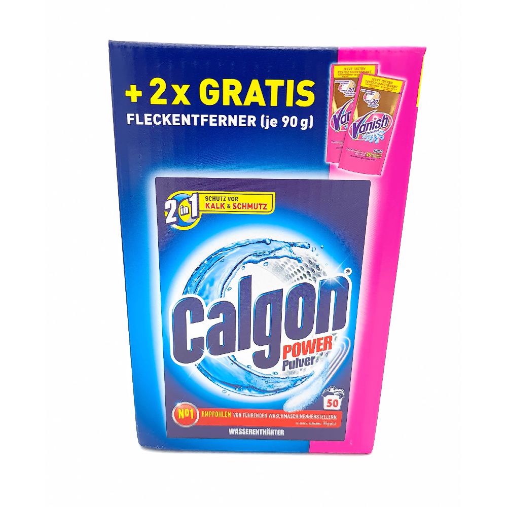 Calgon Pulver 1,6kg 50WL + Vanish Pulver 2x90g Gold gratis