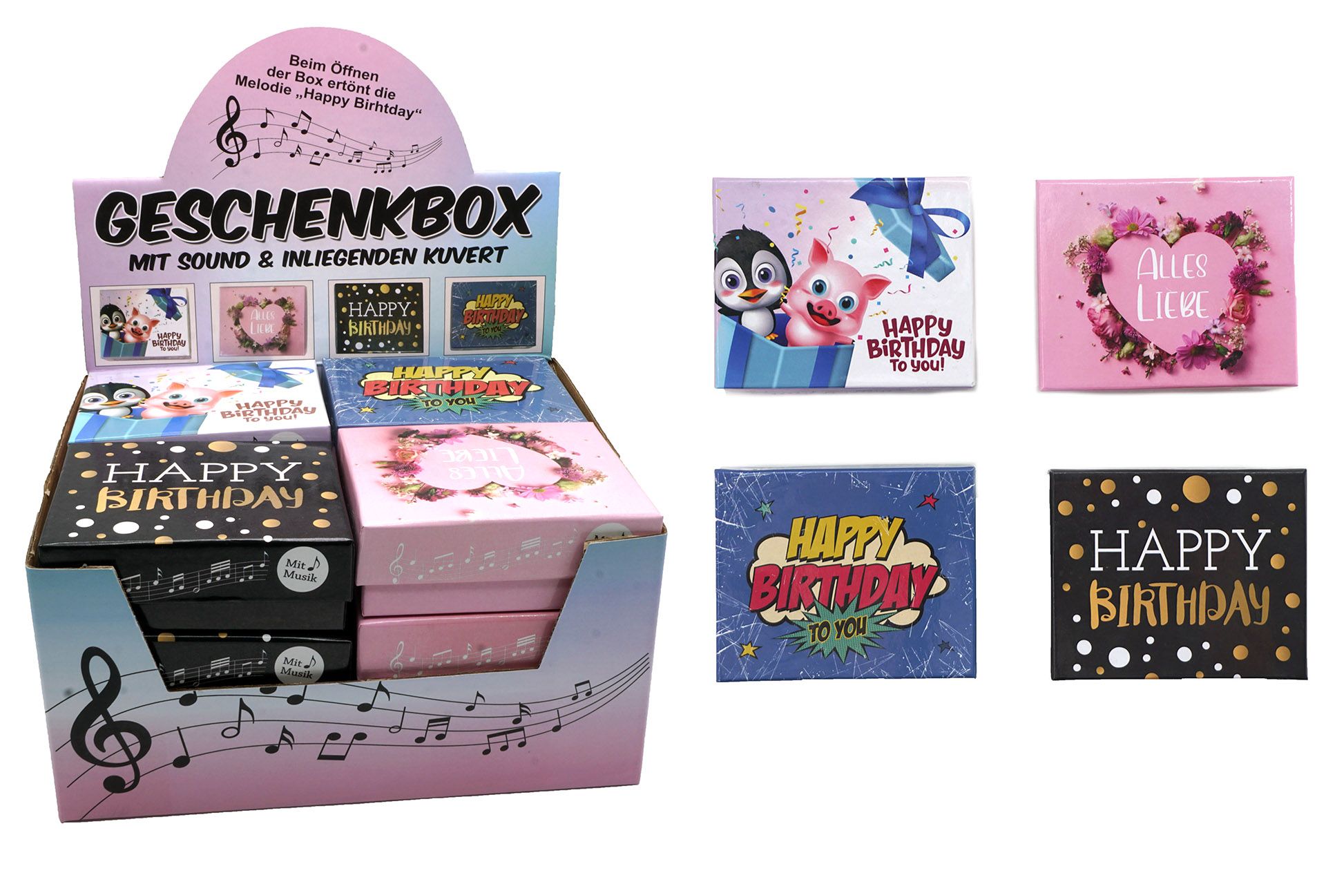 Geschenkbox mit Musik "Happy Birthday"11x9cm,