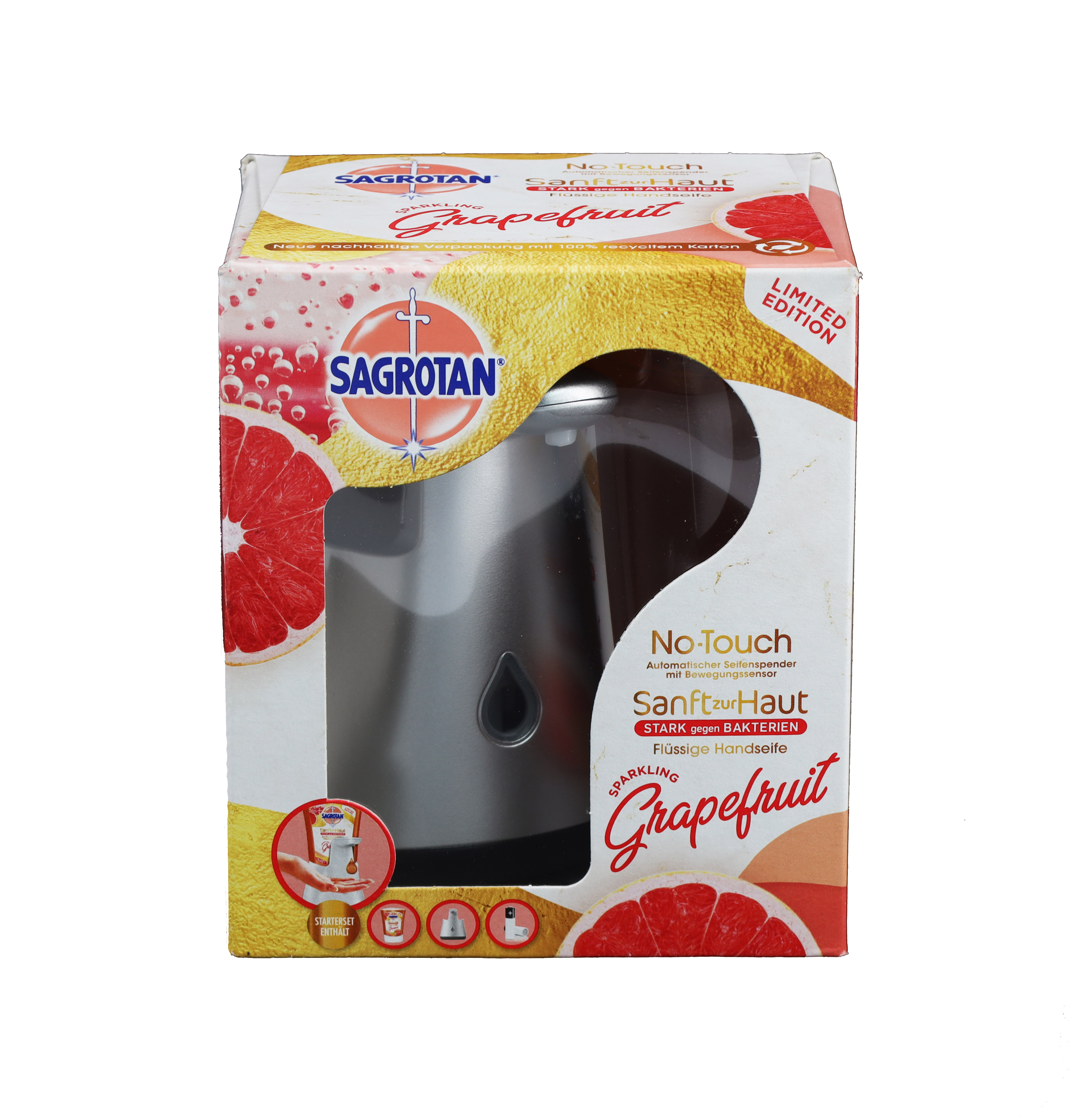 Sagrotan No-Touch automatischer Seifenspender Starterset+Seife 250ml Grapefruit