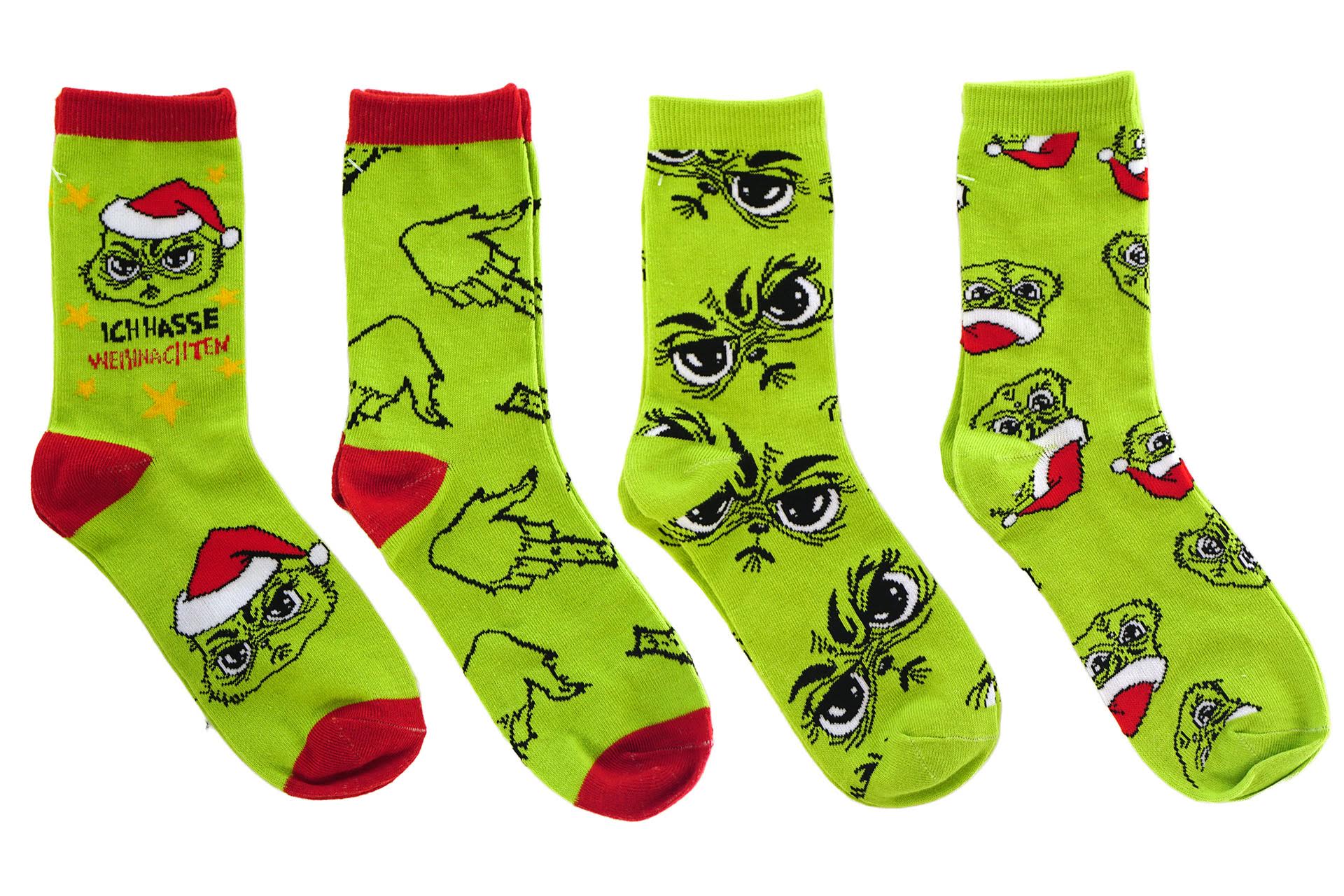 Socken Festtagsmuffel mit Sprüchen, 4 Designs sortiert Gr 36-41, Gr. 42-45 sortiert