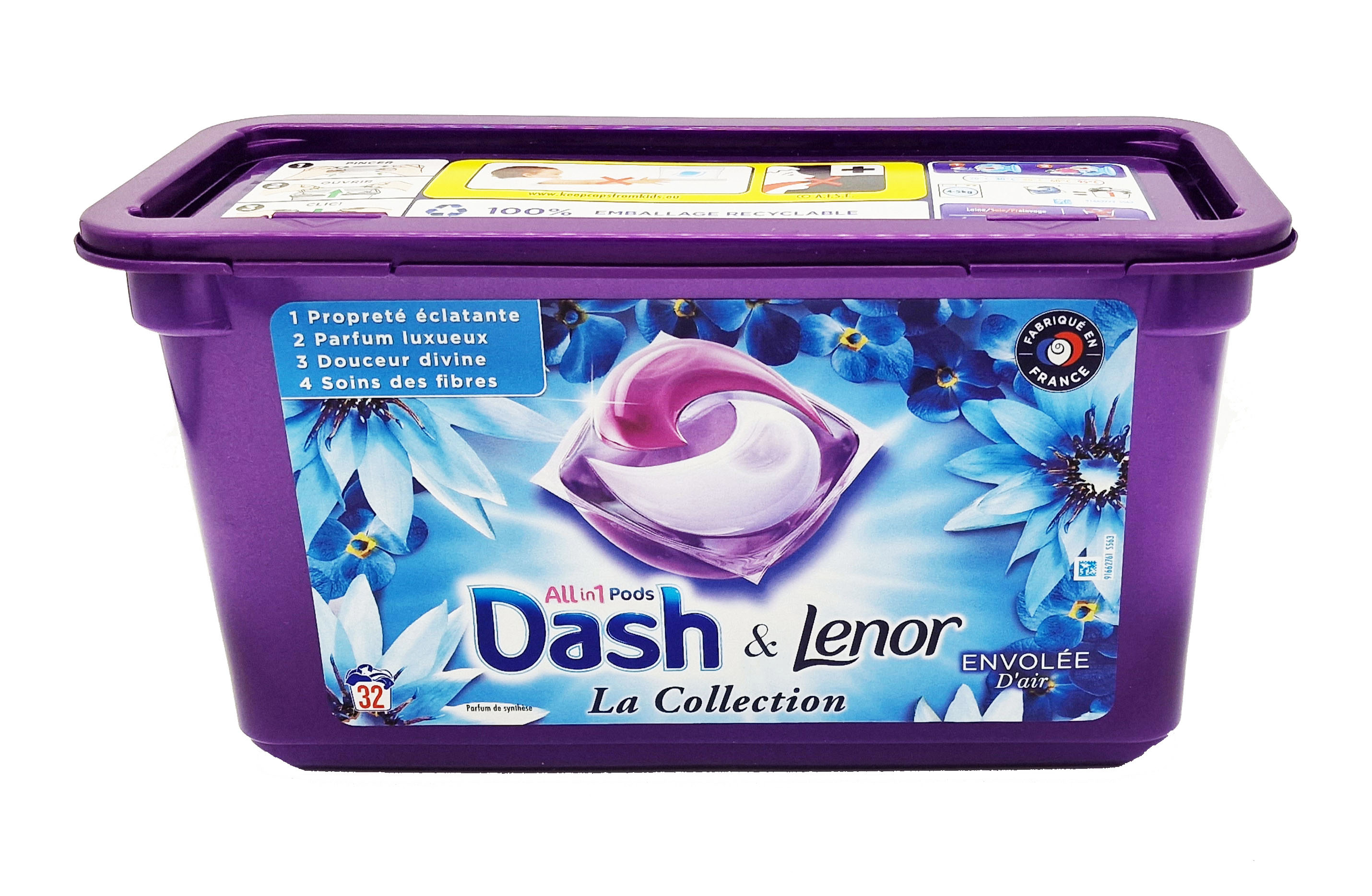 Dash (Lenor) Waschmittel-Pods 32WL 3-in-1 Lenor Flight Of Air Blaue Lotusblume