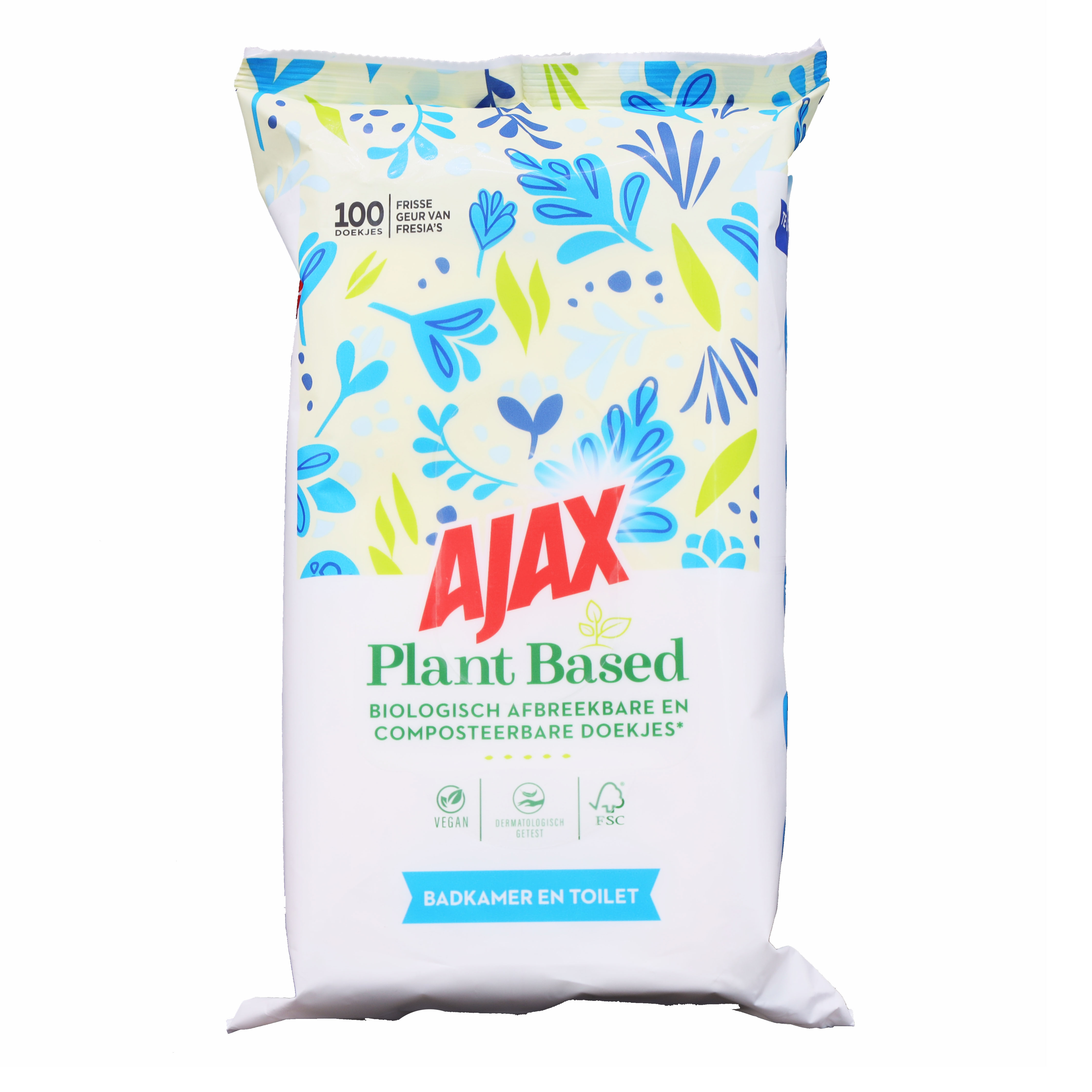 Ajax Mehrzwecktücher 100Stück Plant Based Biodegredable Fresia Scent