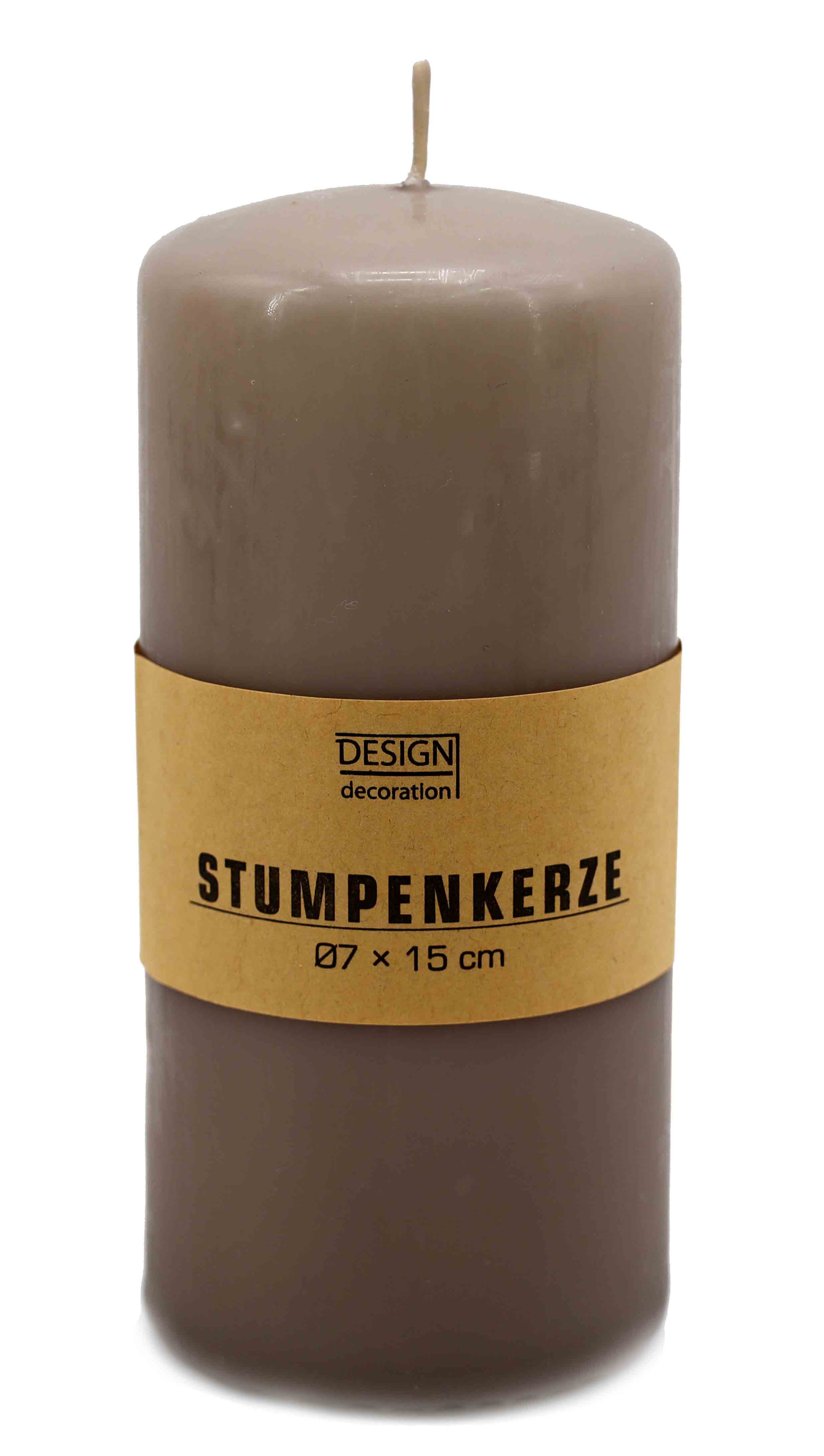 Stumpenkerze Ø 7x15 cm taupe