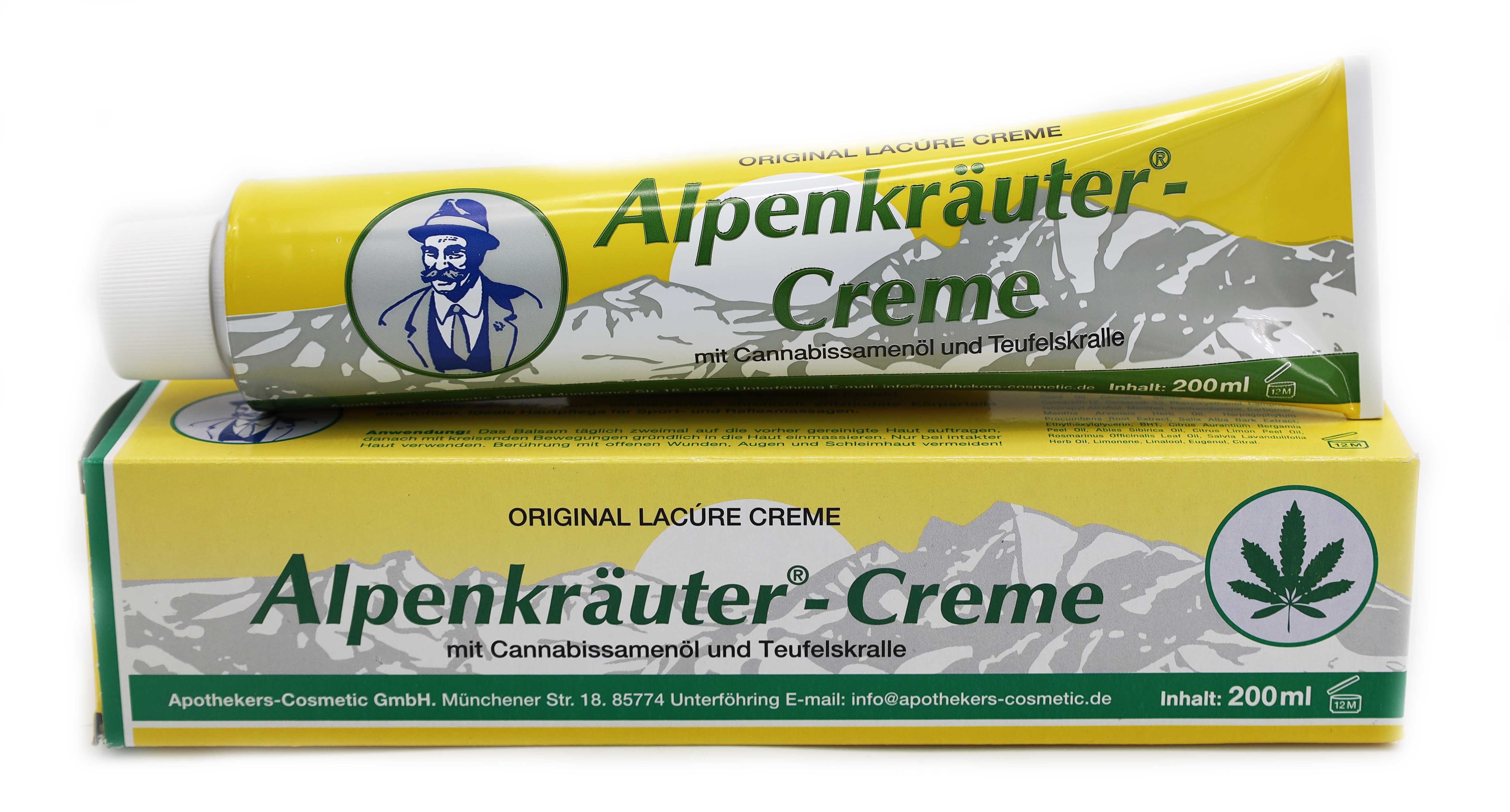 Alpenkräuter Creme 200ml - mit Cannabisöl und Teufelskralle