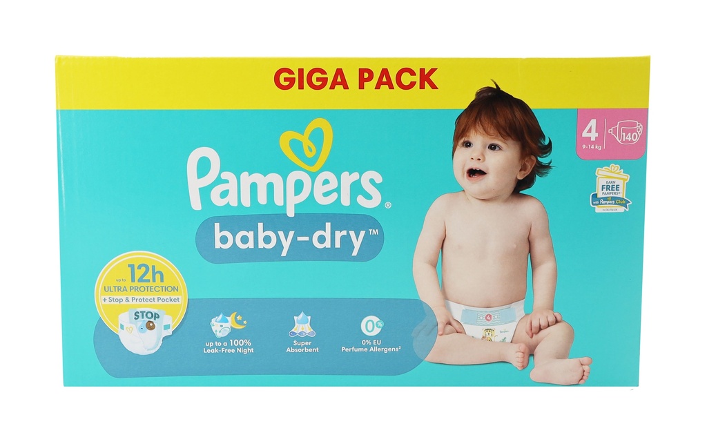 Pampers Baby Dry Windeln 140Stück Size 4 (9-14kg)Foto2