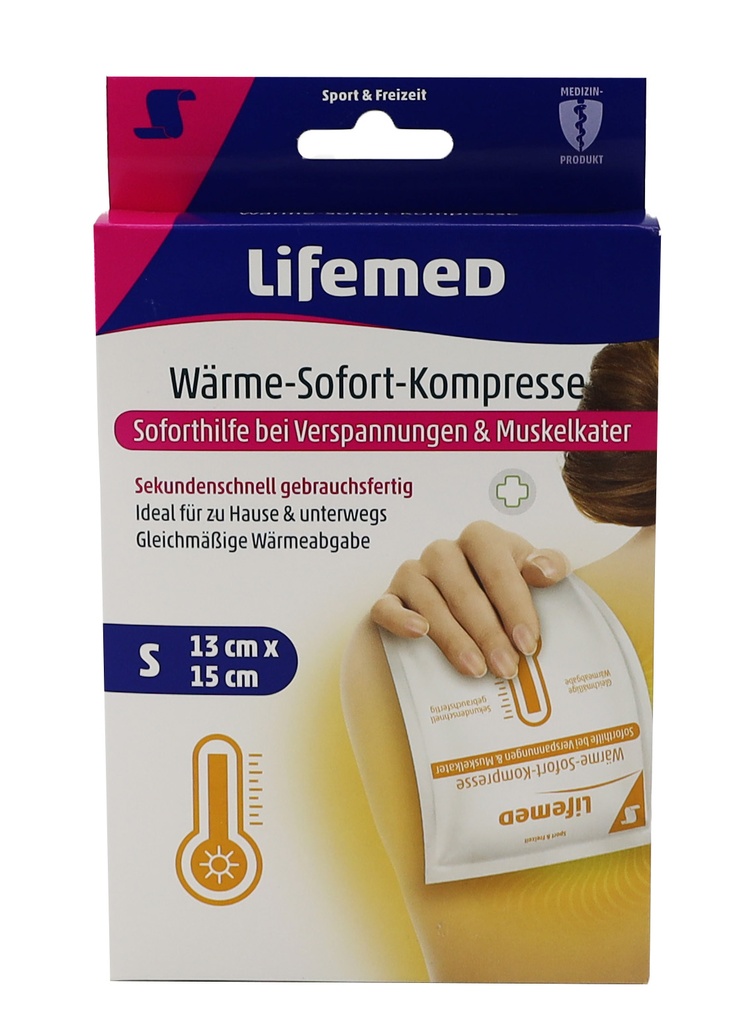 "Lifemed" Wärme-Sofort-Kompresse 15 cm x 13 cm weiss Größe S