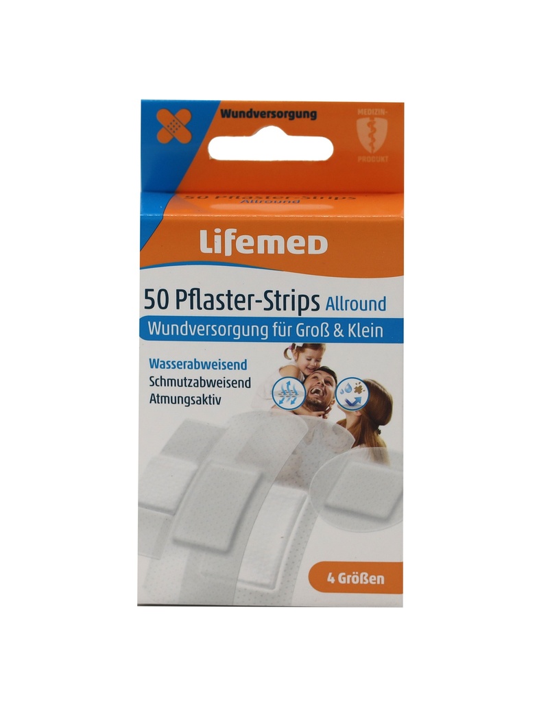 Lifemed Pflaster-Strips halbtransparent  "Allround" 4 Größen, 50er.