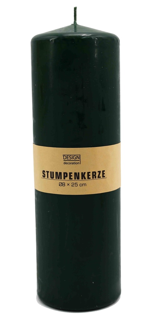 Stumpenkerze XL Ø 8x25 cm dunkelgrün