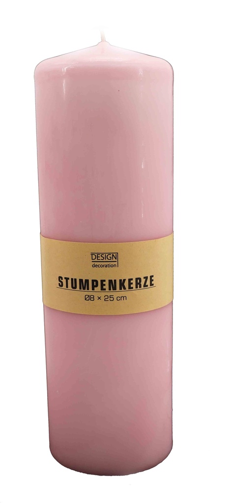 Stumpenkerze XL Ø 8x25 cm rosa