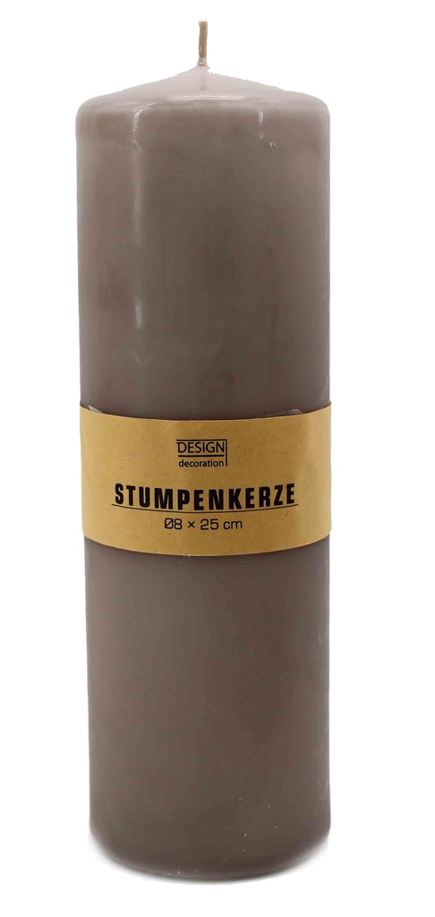 Stumpenkerze XL Ø 8x25 cm taupe