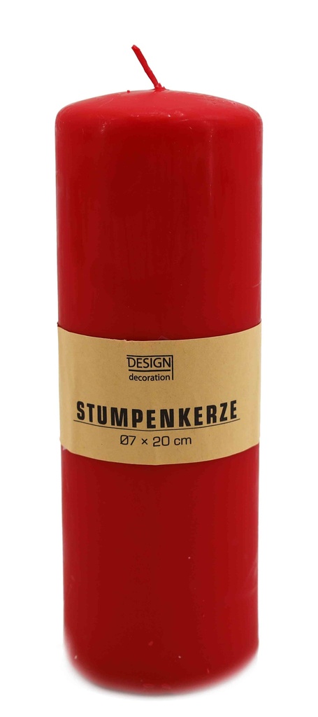 Stumpenkerze Ø 7x20 cm rot