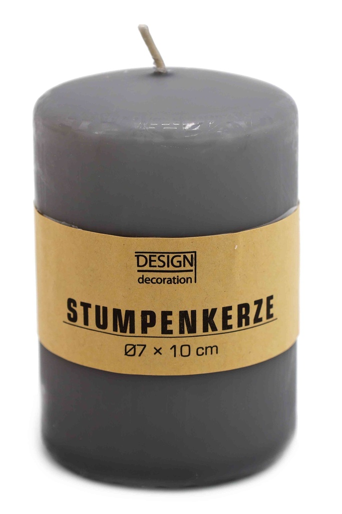 Stumpenkerze Ø 7 x 10 cm grau