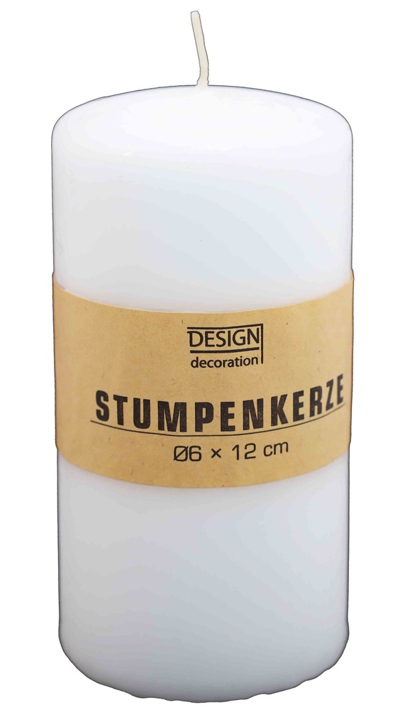 Stumpenkerze Ø 6 x12 cm weiß