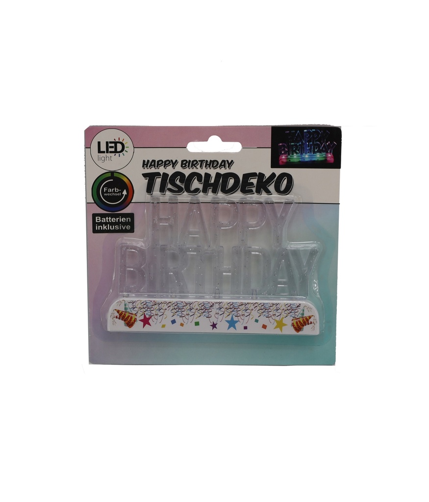 LED Tisch- und Tortendeko "Happy Birthday" 12x8cm 