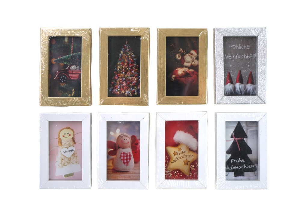 Bilderrahmen 8,5x5,5x1,8cm mit Weihnachtssprüchen, 8 Designs