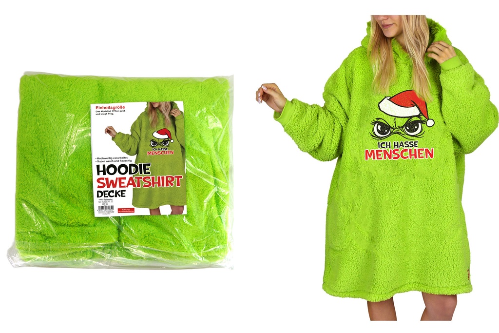 Hoodie Sweatshirt Decke "Festtags-Muffel" Einheitsgröße | Anti-Weihnachten für Weihnachtsmuffel, Xmas-Muffel & Weihnachts-Hasser