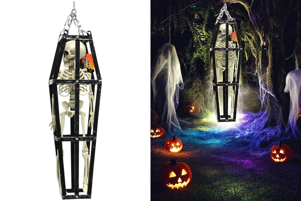 Deko Halloween hängend "Skelett im Käfig" 50x13cm
