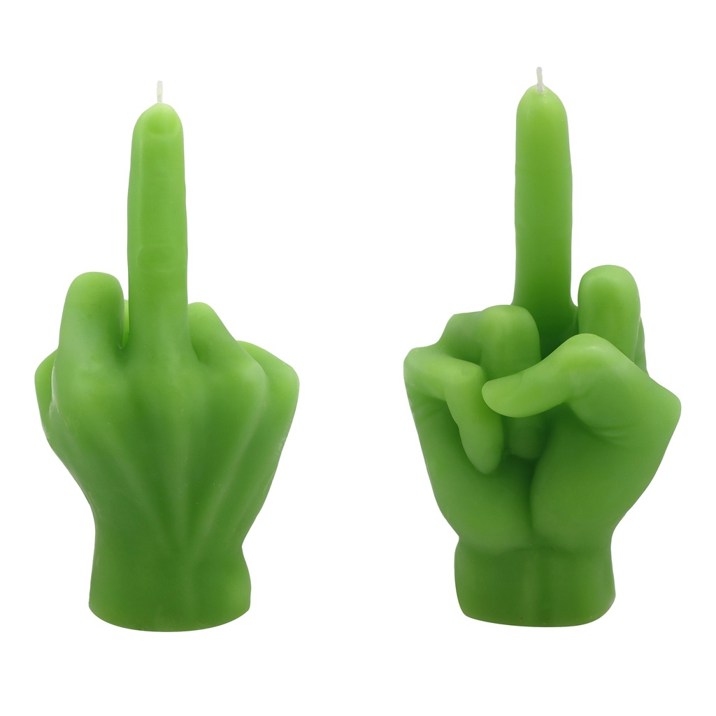 XXL Kerze "Festtags-Muffel" Mittelfinger, 9x18cm, grün | Anti-Weihnachten für Weihnachtsmuffel, Xmas-Muffel & Weihnachts-Hasser