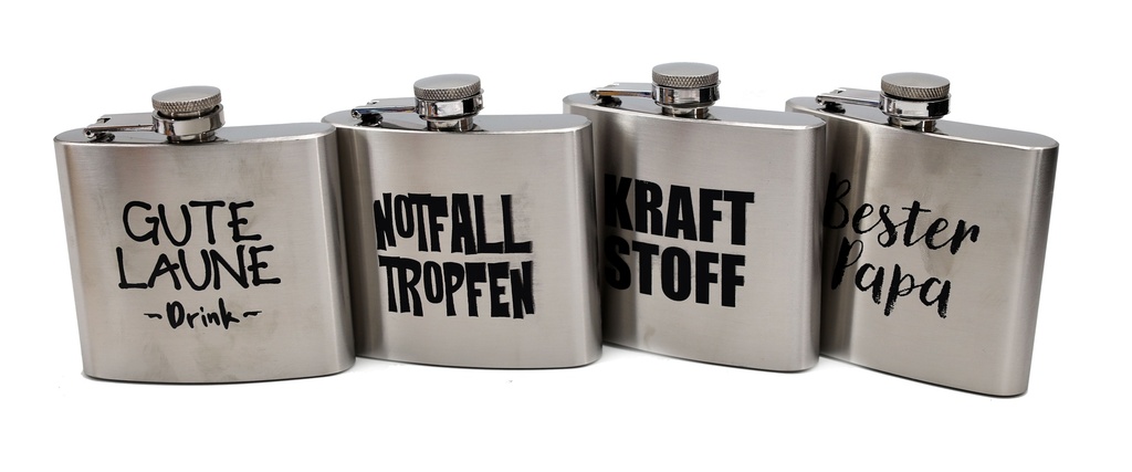 Flachmann Edelstahl mit Sprüchen 150ml,