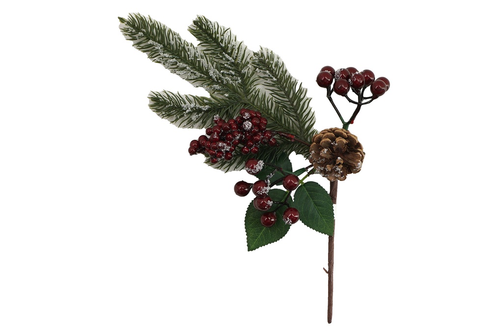 Weihnachtsdeko "Tannenzweig mit Beeren und Tannenzapfen" XXL 49x10cm