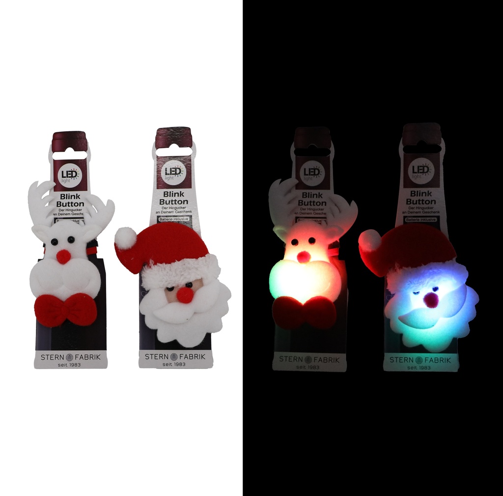 LED Weihnachtsanstecker Blink-Button auf Karte 2 Designs