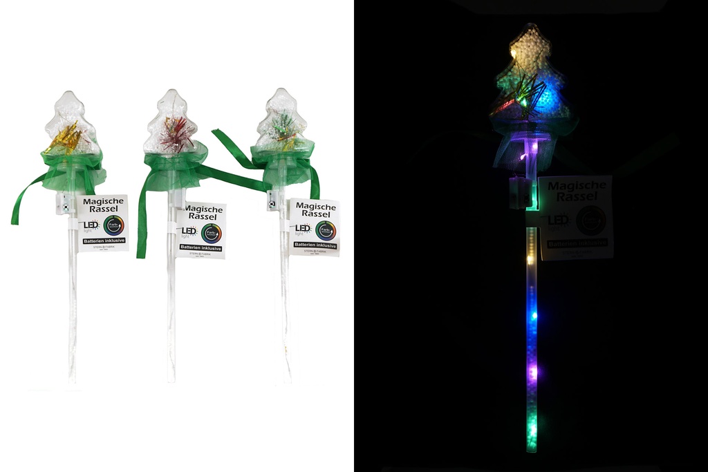 Magische Rassel "Weihnachten Baum", 10 bunte LED, 40x7x4cm