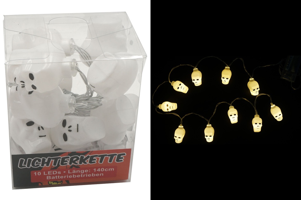 LED Lichterkette "Totenkopf", 10 LEDs, 1,4m