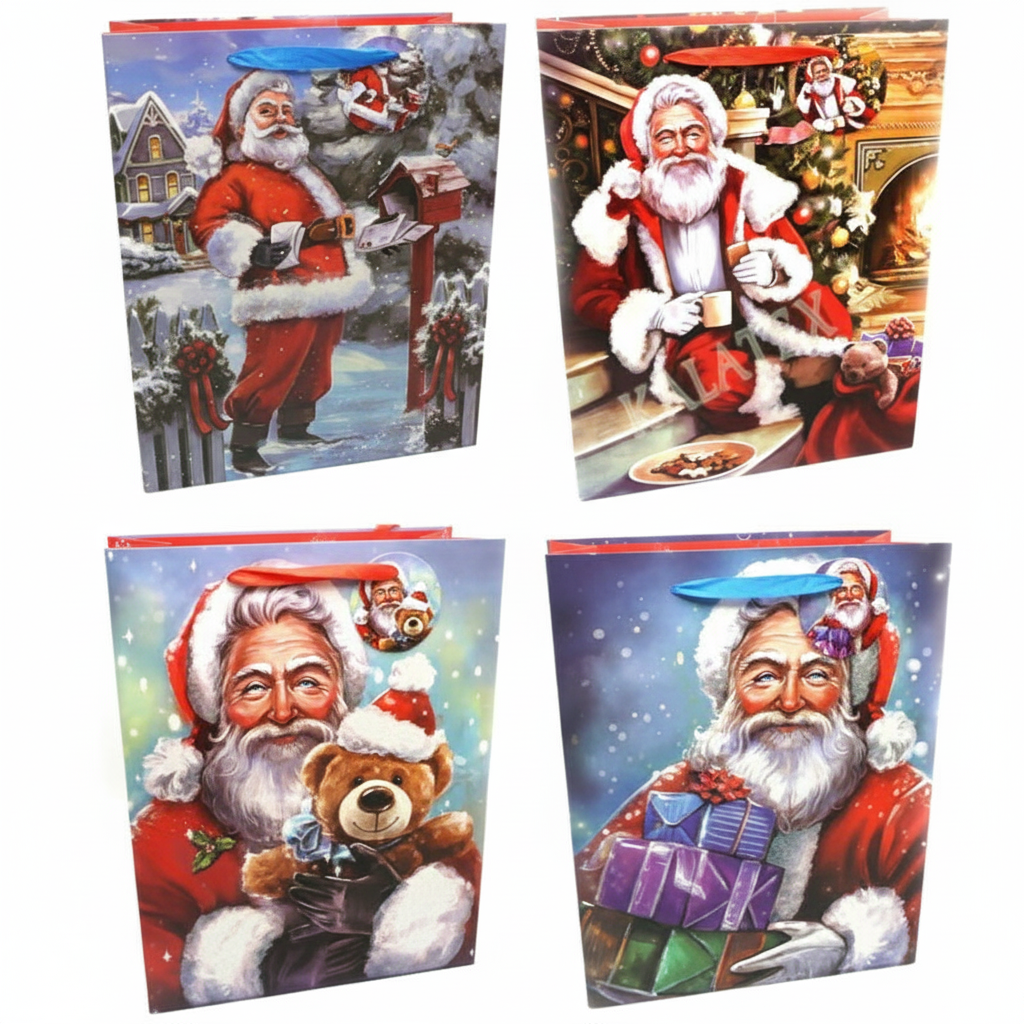 Geschenktasche Weihnachten Santa Klein "Glitter Santa"  18x23x10cm