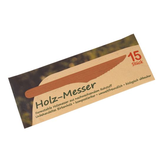 Holz-Besteck - Messer, 15er Pack