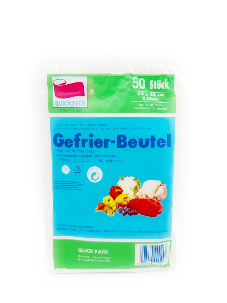 Quickpack Gefrierbeutel 20x30cm 2Liter 50Stück