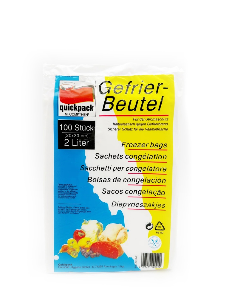 Quickpack Gefrierbeutel 20x30cm 2Liter 100Stück