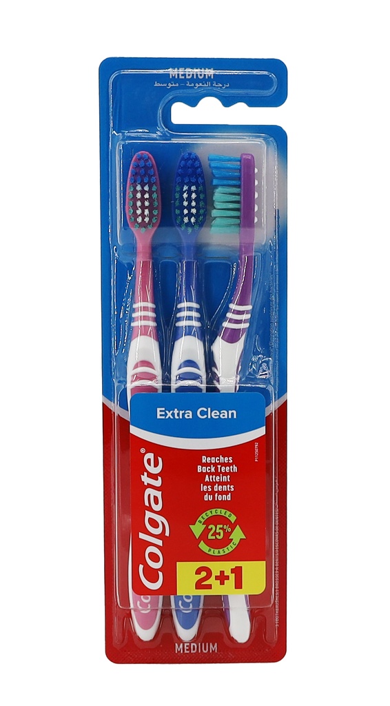 Colgate Extra Clean Zahnbürste 3Stück Mittel