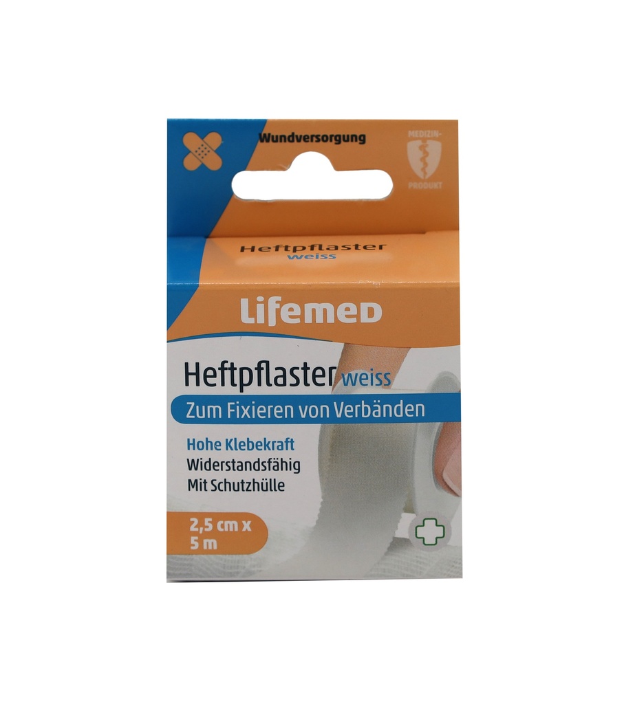 "Lifemed" Heftpflaster 5 m x 2,5 cm weiss "Classic"