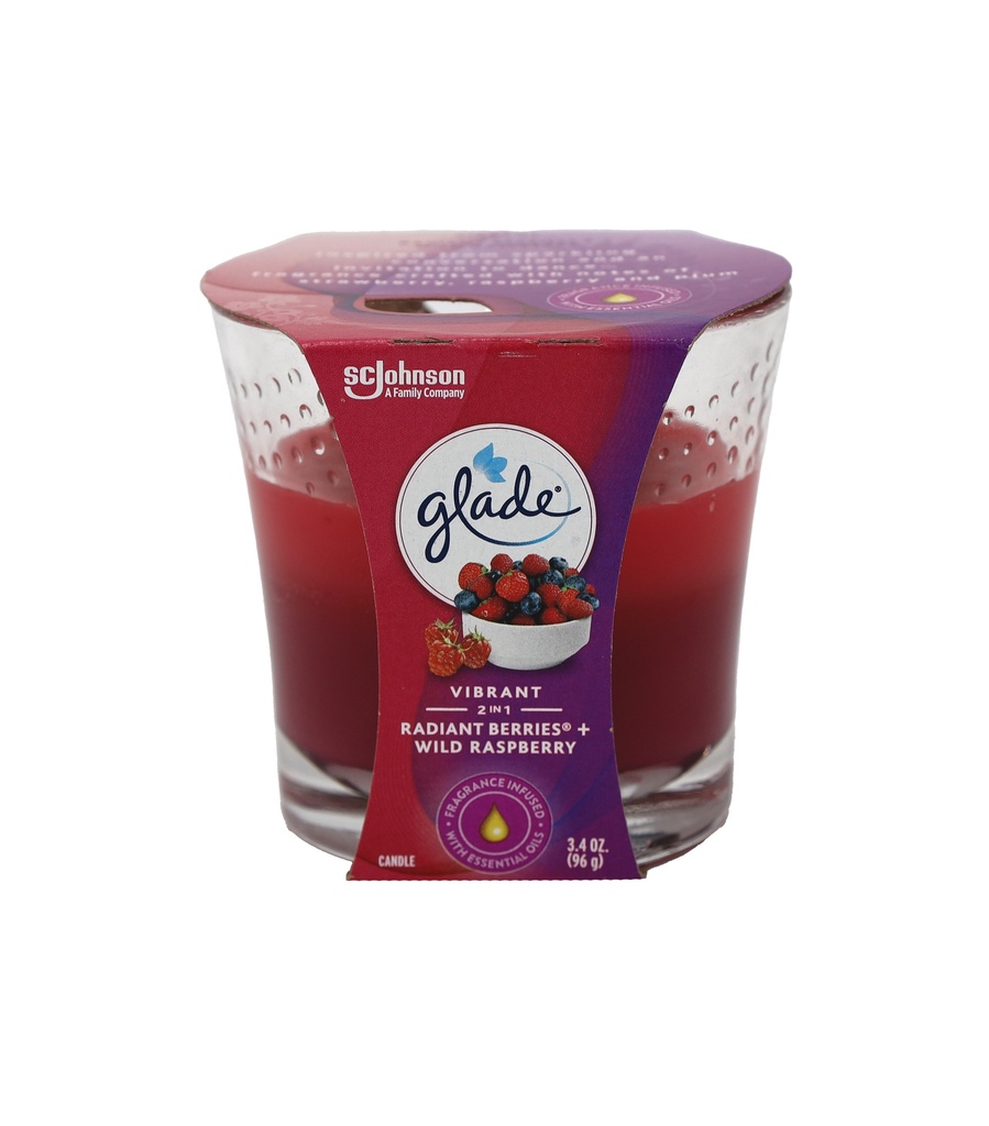 Glade 2-in-1 Duftkerze, strahlende Beeren und wilde Himbeeren, 100 ml