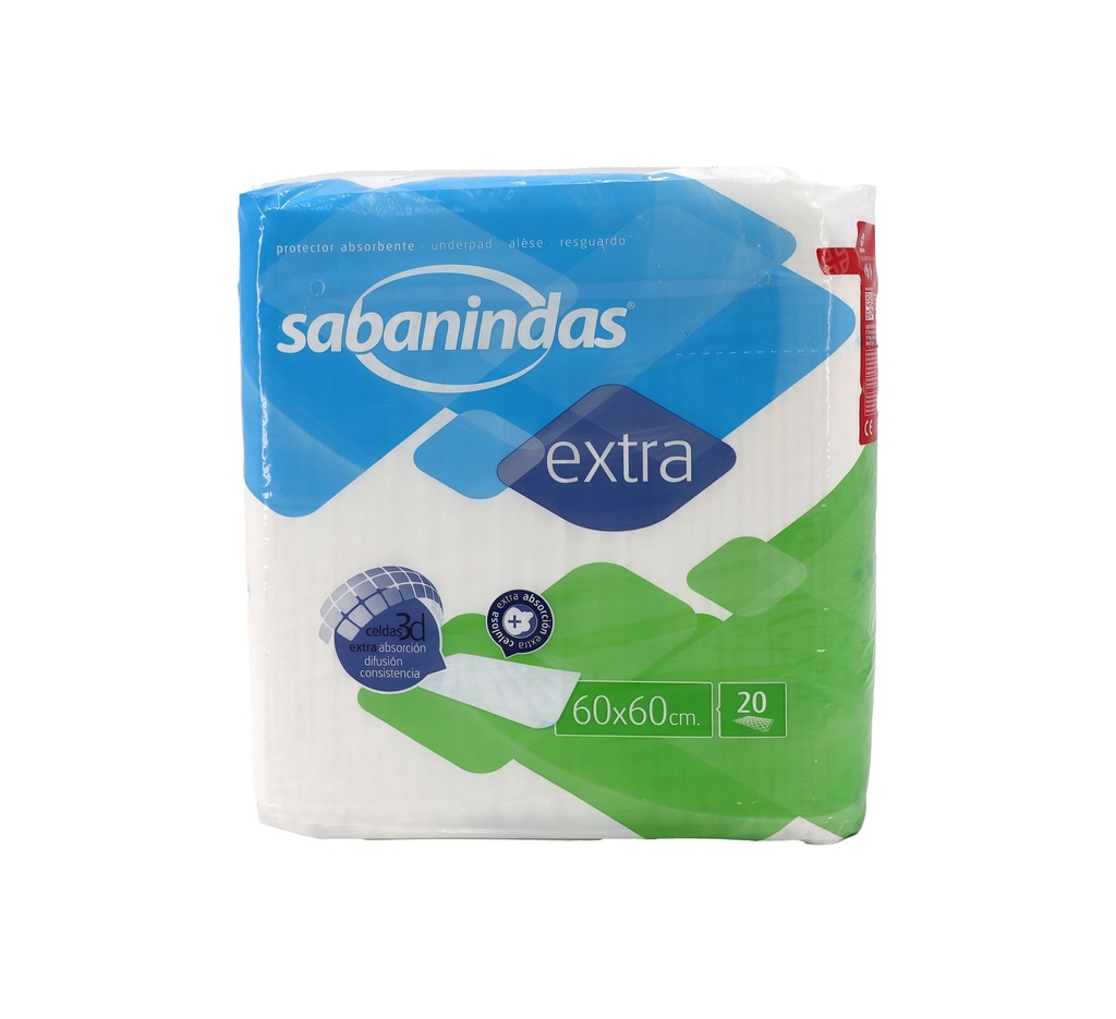 SABANINDAS extra Bettschutzeinlage 60x60 cm 20Stk.