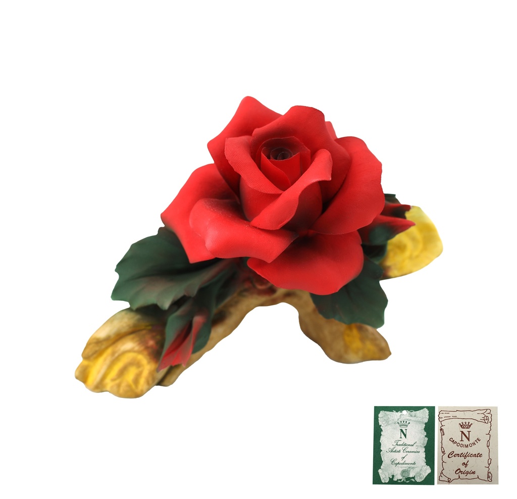 Capodimonte Porzellan Rose rot  groß 13x17cm